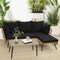 3 Pieces L-Shaped Patio Sofa with Tempered Glass Coffee Table with Metal Frame